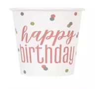 PINK HAPPY BIRTHDAY CUPS 9 OZ 8 COUNT