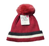 5.99 CINDY CLAIRE LADIES POM HAT WITH FUR LININ G3 LINE CUFF 