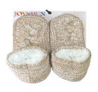 3.99 JOYSPUN KNIT SLIPPER SOCKS FAUX FUR BEIGE