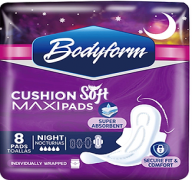 1.99 BODYFORM NIGHT 8 PADS MAXI WITH WINGS