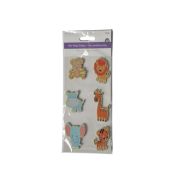 MINI WOOD STICKER 6PC ANIMALS