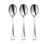 7.99 PLASTIC SILVER MINI SPOONS 100 PCS