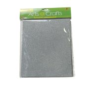 SILVER SELF ADHESIVE GLITTERED EVA SHEETS 8 X 12 INCH