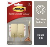 2.99 COMMAND SMALL SATIN BRASS HOOKS 2 PACK 