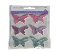 1.99 SHIMMER BUTTERFLY EMBELLISHEMTNS 6 PACK 