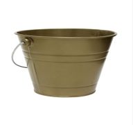 2.99 GOLD TIN METAL PAIL BUCKET 10 X 10 X 9 INCH 