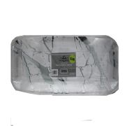 7.99 CLEAR AND SILVER SERVING TRAY PLASTIC