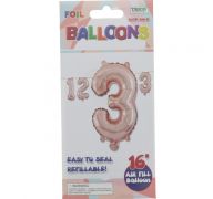 ROSE GOLD #3 FOIL BALLOON 16IN