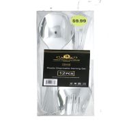 9.99 SILVER PLASTIC DISPOABLE SERVING SET 12 PCS