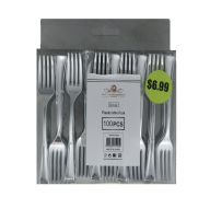 6.99 PLASTIC MINI FORK 100 PCS SILVER