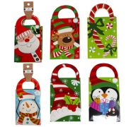 GIFT BAG 3PK SMALL CHRISTMAS 6AST 4X6IN XMAS BARBELL LABEL