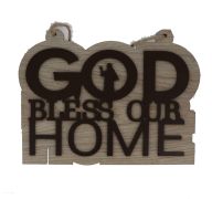 WOODEN HANGING DÉCOR GOD BLESS OUR HOME