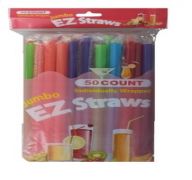 EZ Jumbo Plastic Boba Individually Wrapped Straws 50 Count
