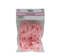 PEACH FOAM ROSES 4 PC