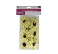 YELLOW FLORAL EMBELLISHMENTS 6 PC